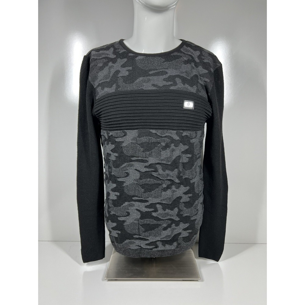 NWT Leif Nelson Black Gray Camo‎ Textured Long Sleeve Shirt LN1645 Mens SZ Large